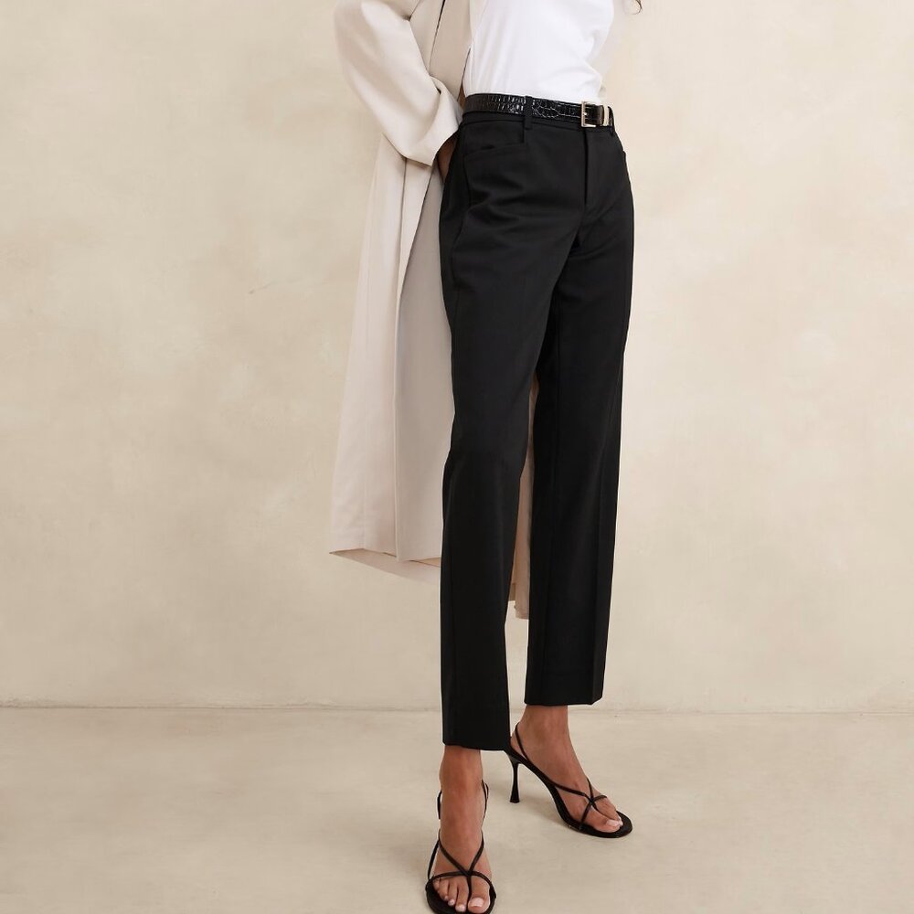 NWT Banana Republic Black Siena Italian Wool Slim-Fit Ankle Trouser Pants 14P